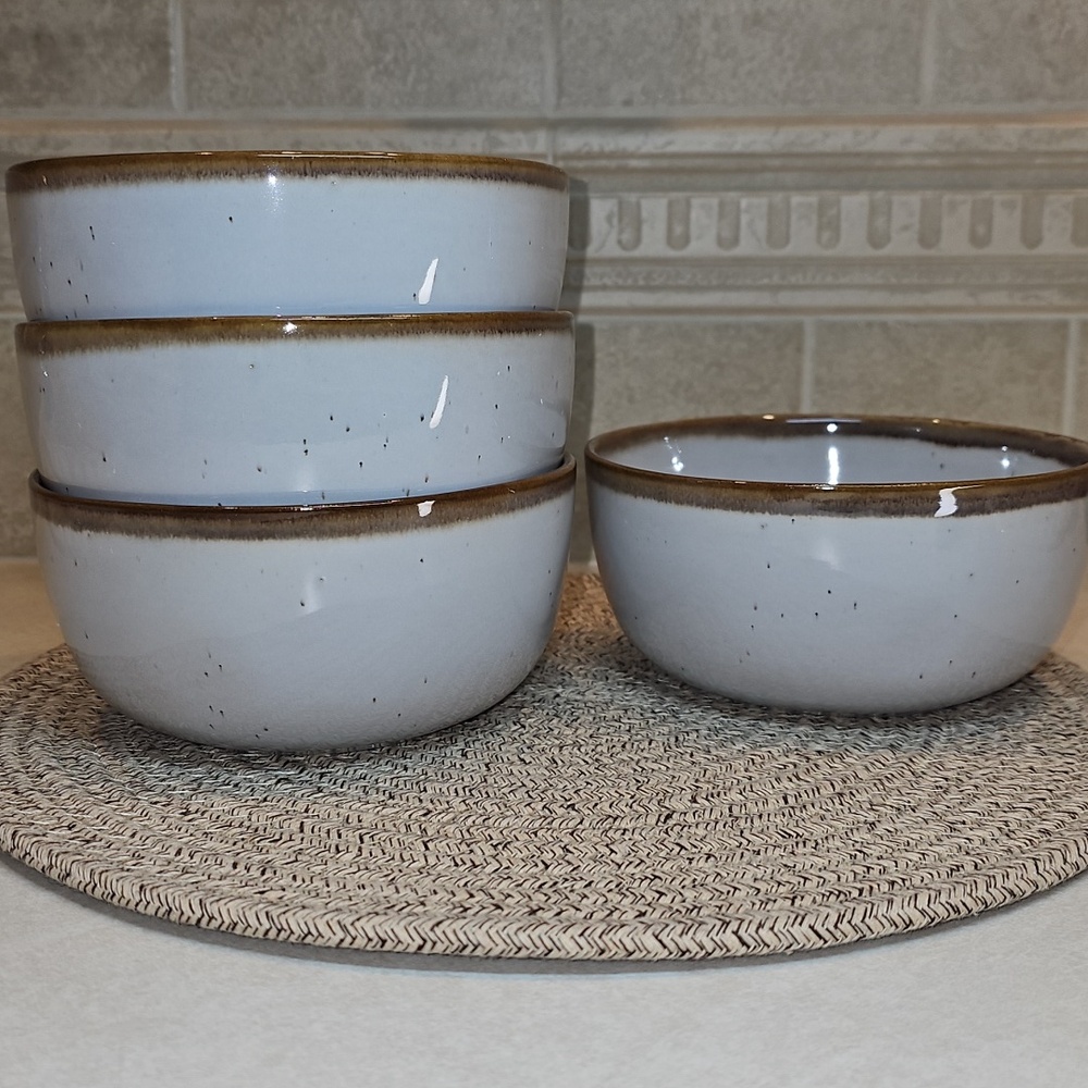 New Hearth And Hand Set Of 4 Gray Reactive Glaze Bowls 22oz.